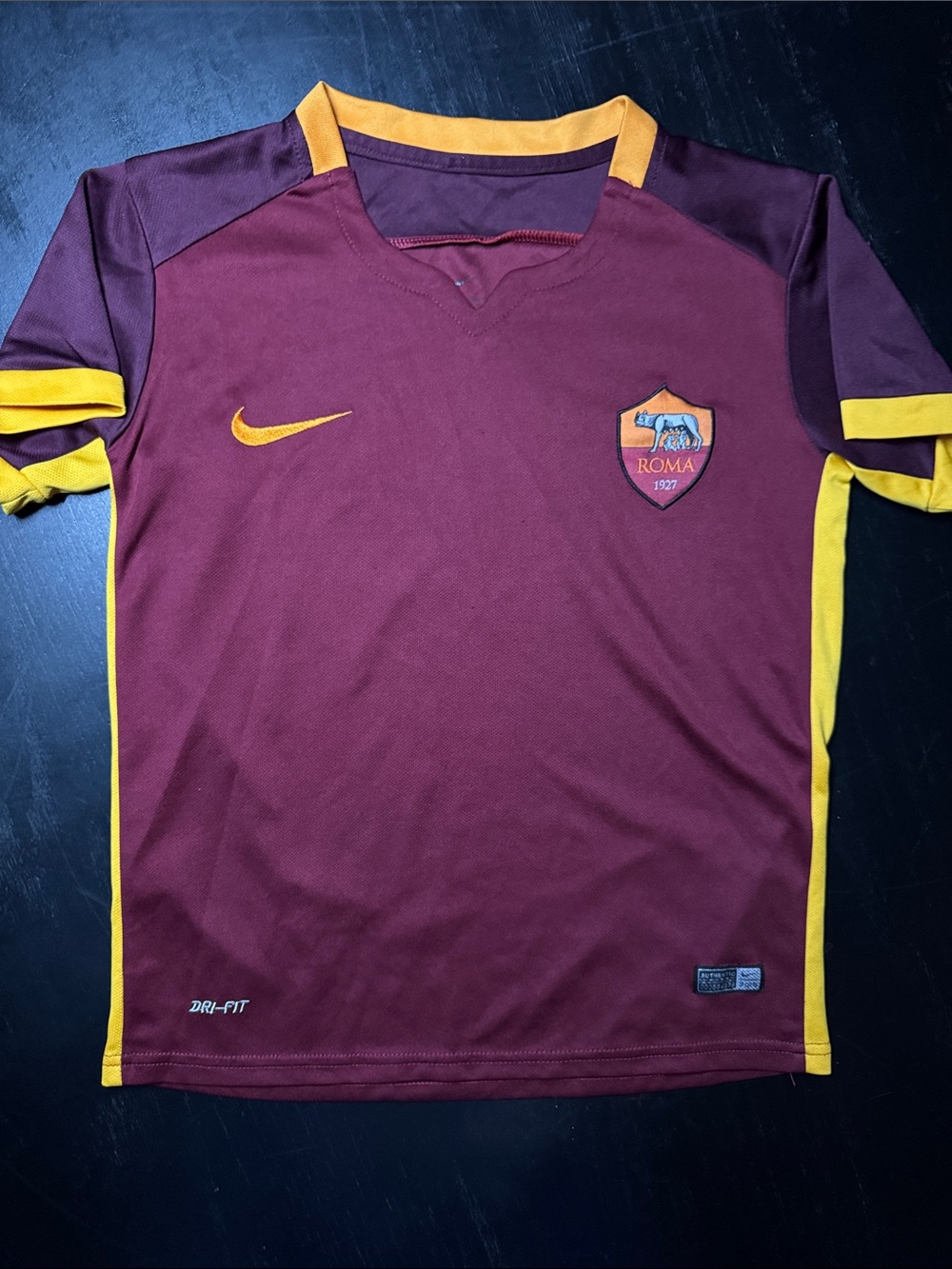 Nike Youth Burgundy and Yellow Roma  Jersey size 26